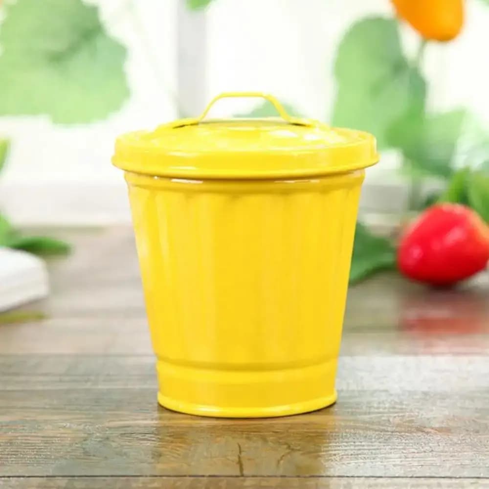 Piccoli secchielli Pattumiera da tavolo zincata Pattumiera portatile in ferro Mini cestino per rifiuti durevole per la casa