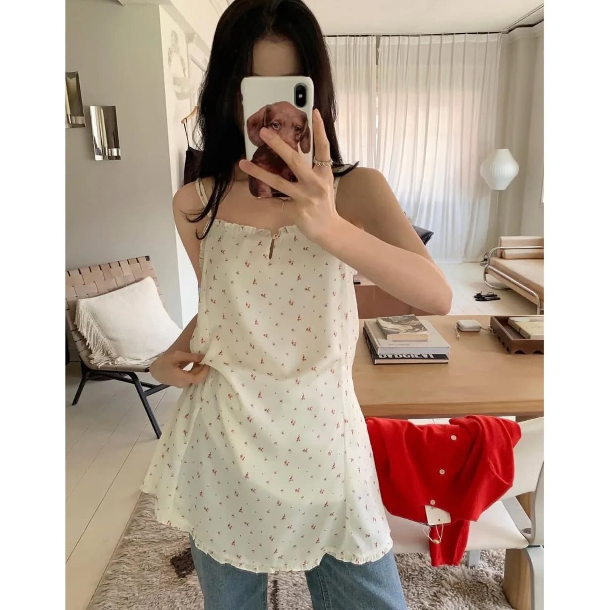 Style Summer New Green Flower Strap Back Tie Dress Women's Korean Style Dress Regular Fit Casual Wear Outdoor Dress