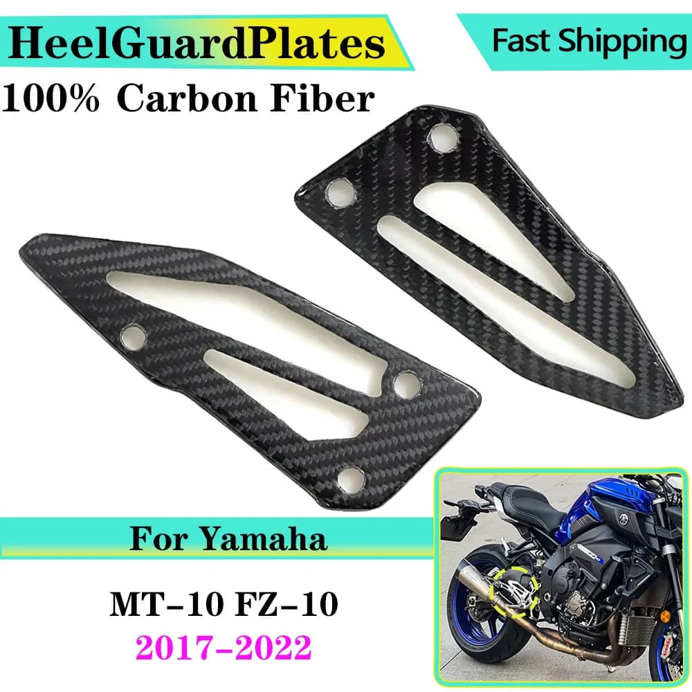 Heel Guard Plates Foot Rests Weight Reduction Carbon Fiber Motorcycle Accessories For Yamaha MT-10 FZ-10 2017-2022