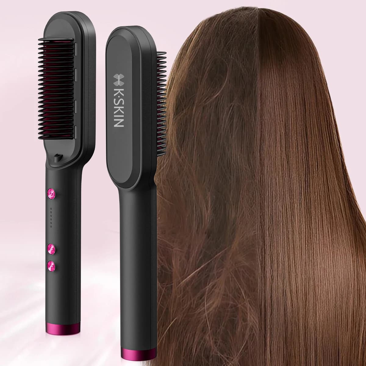 Pettine Elettrico Multifunzione con Ioni Negativi, Spazzola Lisciante Anti-Scottatura, Strumento per Styling e Lisciatura dei Capelli