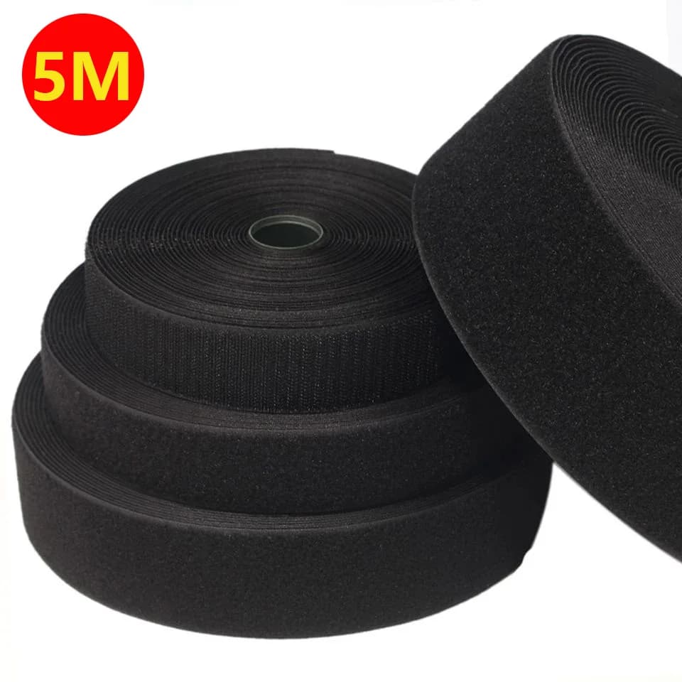 Nastri di fissaggio per cucito da 5 metri, non adesivi, con gancio e anello, strisce in tessuto di nylon magico per cucire accessori fai da te, 20/25/30/50 mm, nero