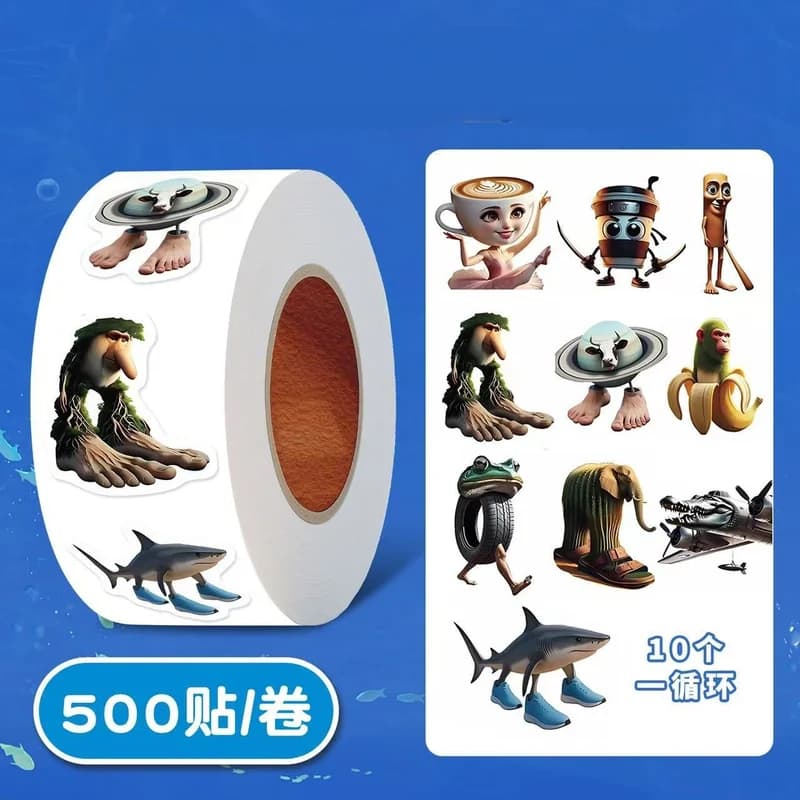 500 pz/rotolo Tung Tung Sahur Cervello Italiano AI Abstrac Adesivo di Tenuta FAI DA TE IN PVC Decalcomanie Del Computer Portatile Decorazione Stiker Ricompensa Regalo