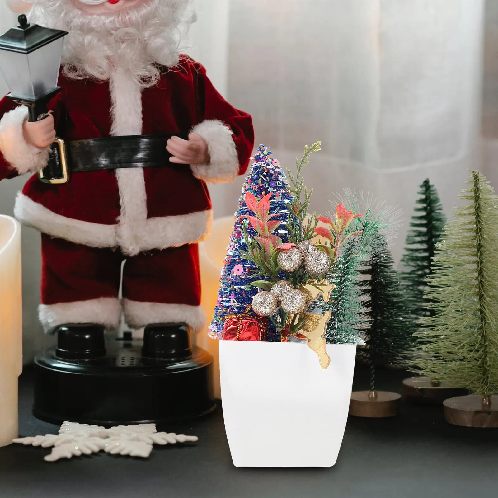 Xmas Fake Plant Adornment Premium Artificial Potted Plant Festive Decor for Home Bar Restaurant Christmas Party Scene Decoration
