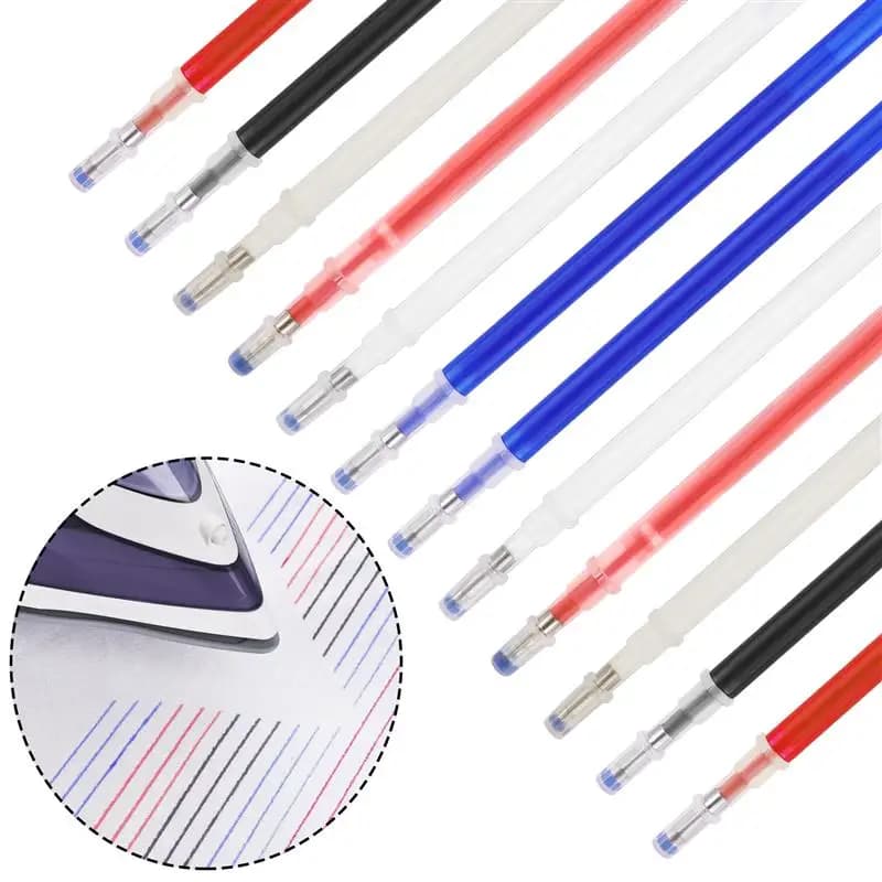 10-21 pz/set pennarello per tessuto a scomparsa ad alta temperatura penne di ricarica cancellabili tessuto Patchwork strumento per cucire con marchio in pelle PU
