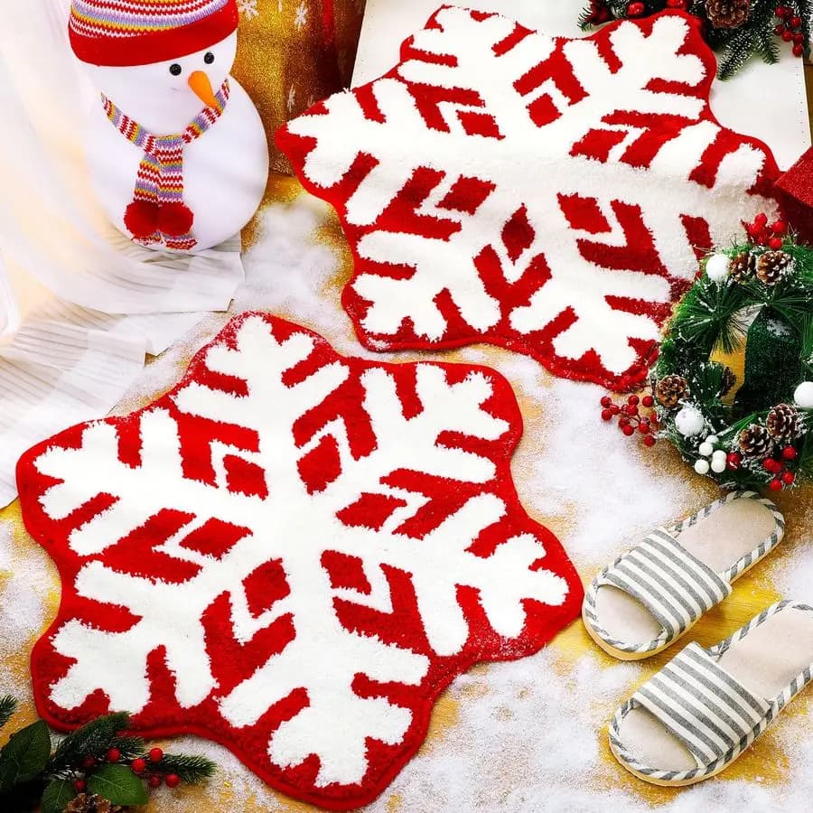 2 pezzi tappeto fiocco di neve tappeti da bagno inverno fiocco di neve zerbino decorativo lavabile antiscivolo tappetino di benvenuto zerbino natalizio per