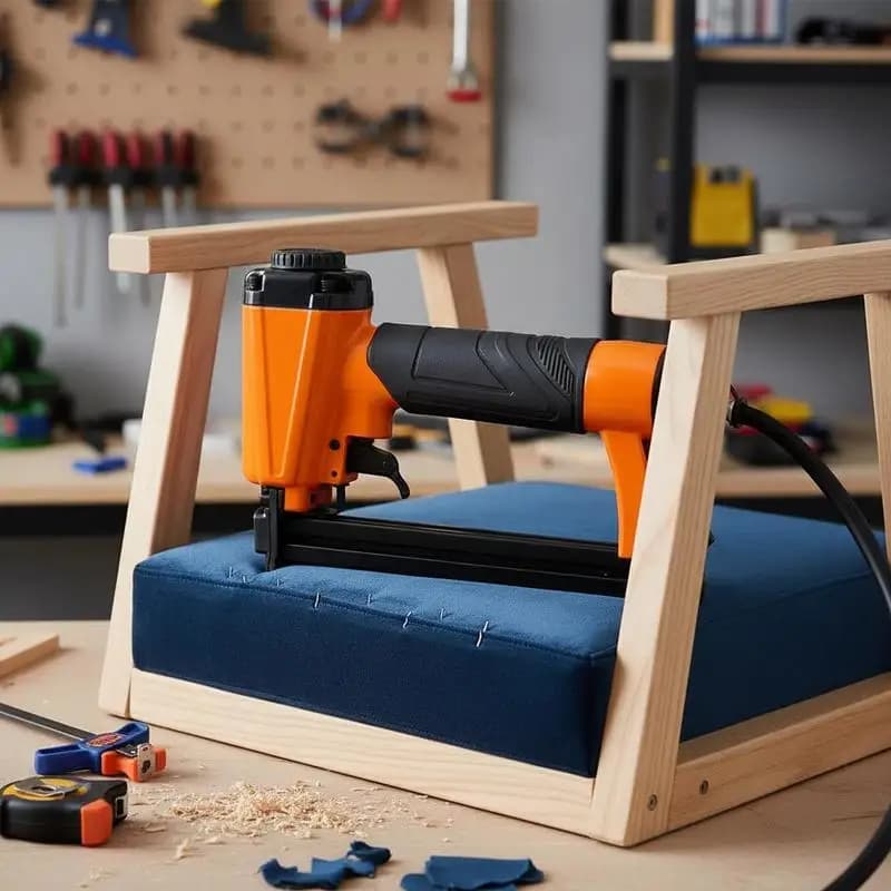 Air Upholstery Stapler 20 Gauge 7/16" Crown For Furniture Restoration Fabric Decoration DIY Crafts 5/32"-5/8" Length Staples 70-110 PSI Pressure Woodworking Pneumatic Tool
