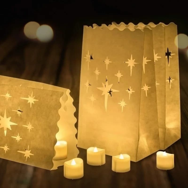 10PCS cuore di carta bianca lanterna candela borsa per LED luce lampione cuore casa romantica festa nuziale decorazione evento
