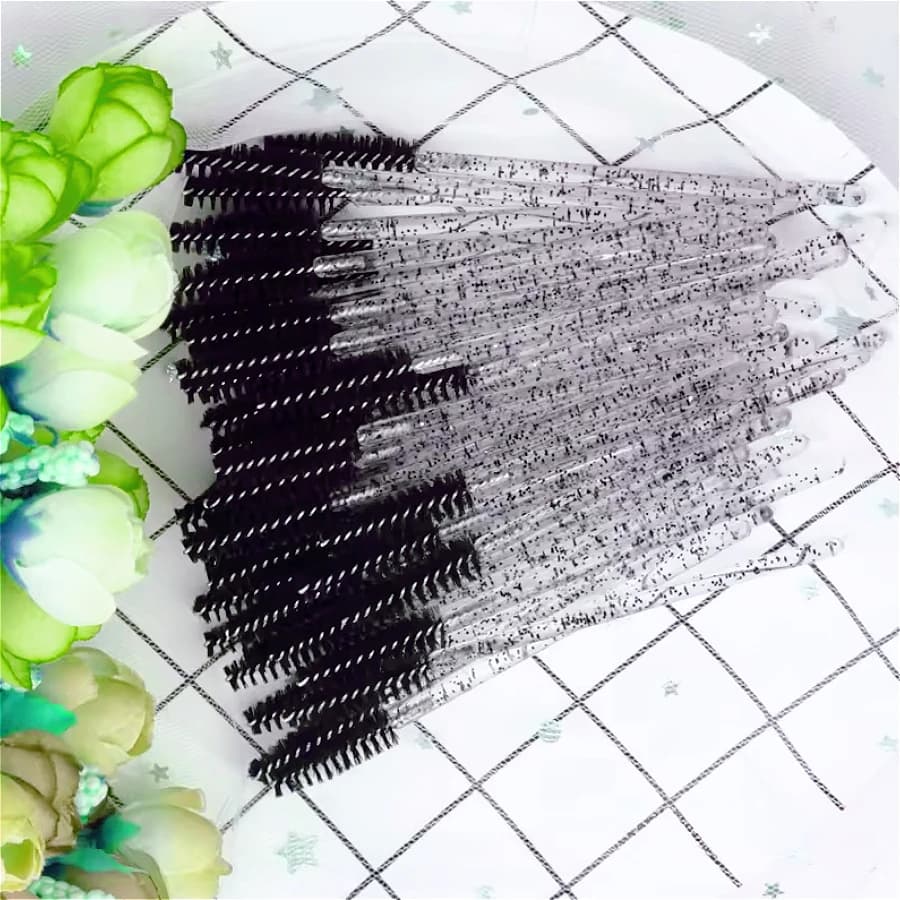 50-piece disposable eyelash brushes: soft head professional mascara wands and eyebrow tools, for eyelash extensions and salon use