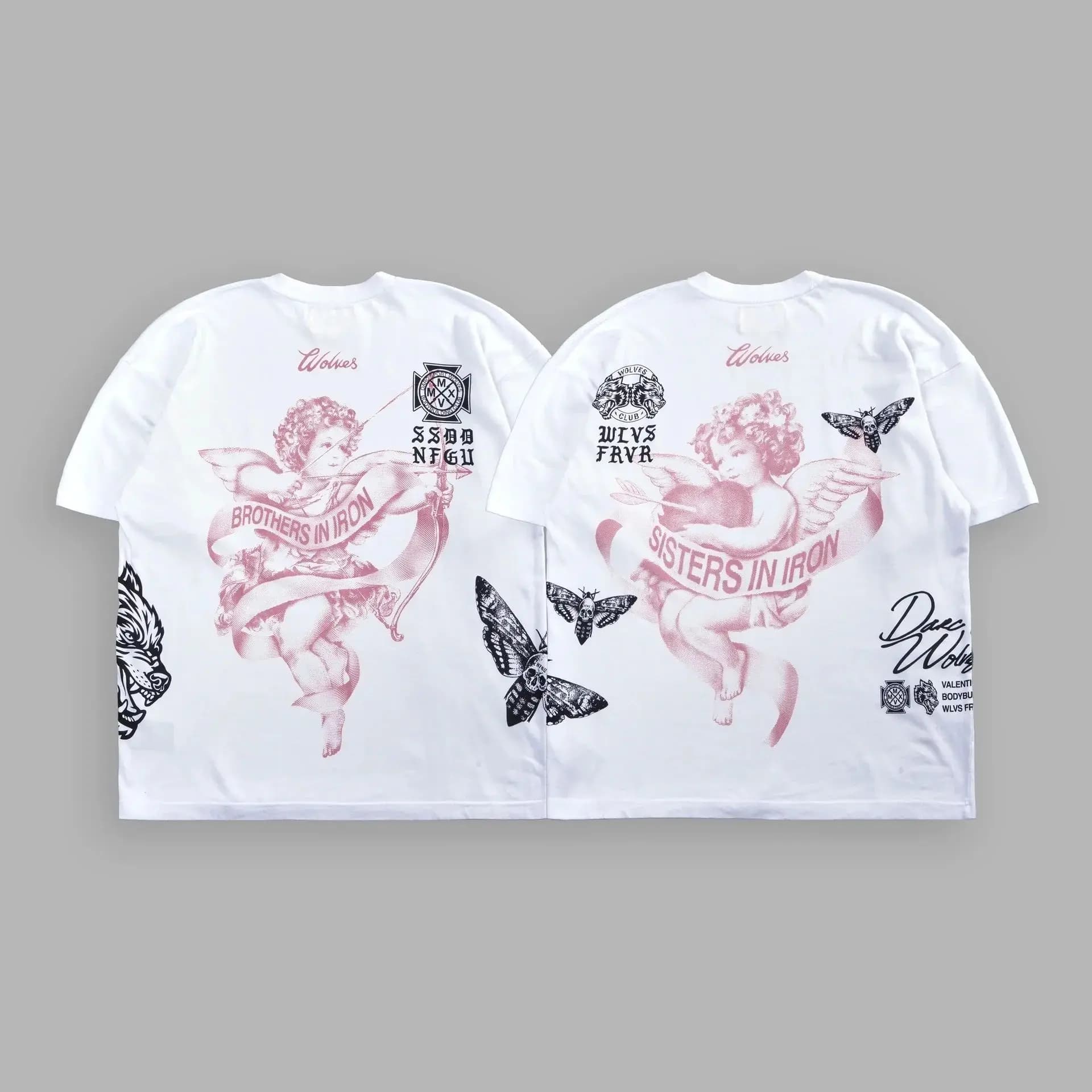 WOLVES CLUB T-shirt Sportiva Oversize da Uomo in Puro Cotone, Maglietta Morbida a Maniche Corte per Allenamento, Palestra, Fitness, Nuova Collezione Uomo Donna