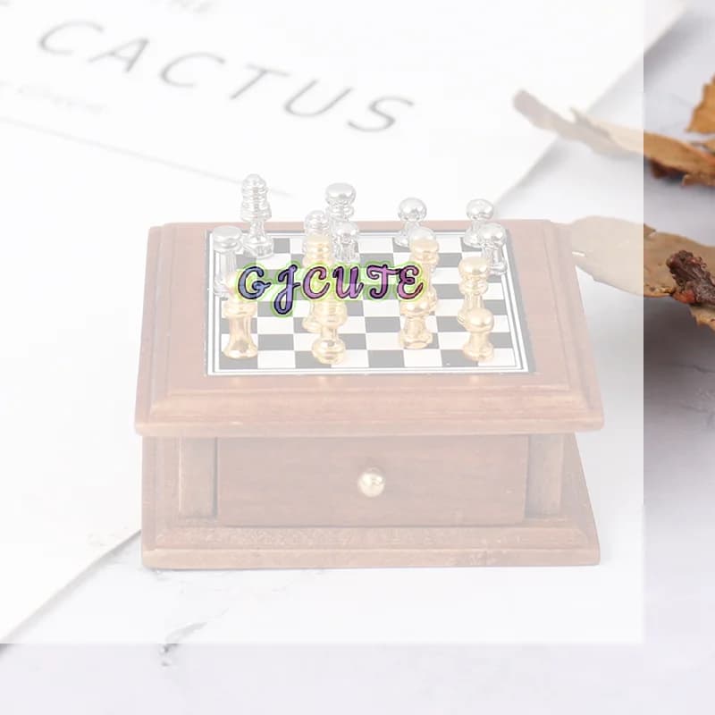 /GJ/1:12 Dollhouse Miniature Chess Board Storage Box Set Furniture Accessories Toys