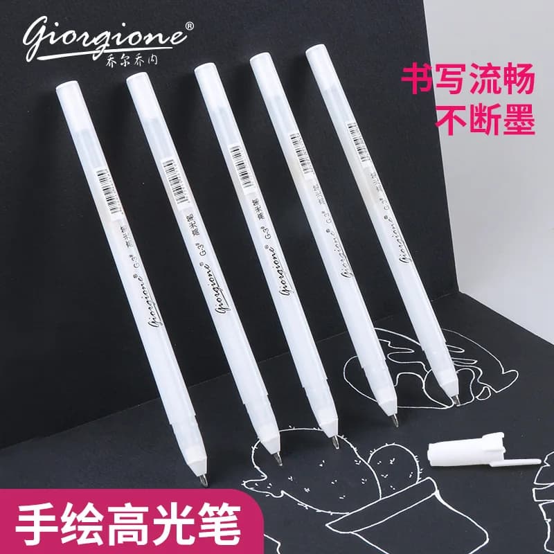 Set di 10 Penne Gel Gelly Roll con Inchiostro Bianco, Pennarelli per Disegno e Evidenziazione, Penne Luminose per Schizzi e Pittura