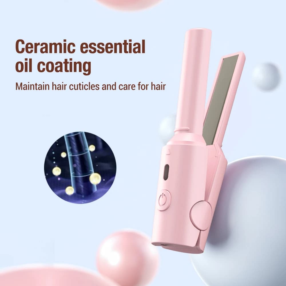 Piastra per capelli e ferro arricciacapelli mini USB multifunzionale 2 in 1, strumento per lo styling elettrico portatile per capelli lisci e ricci