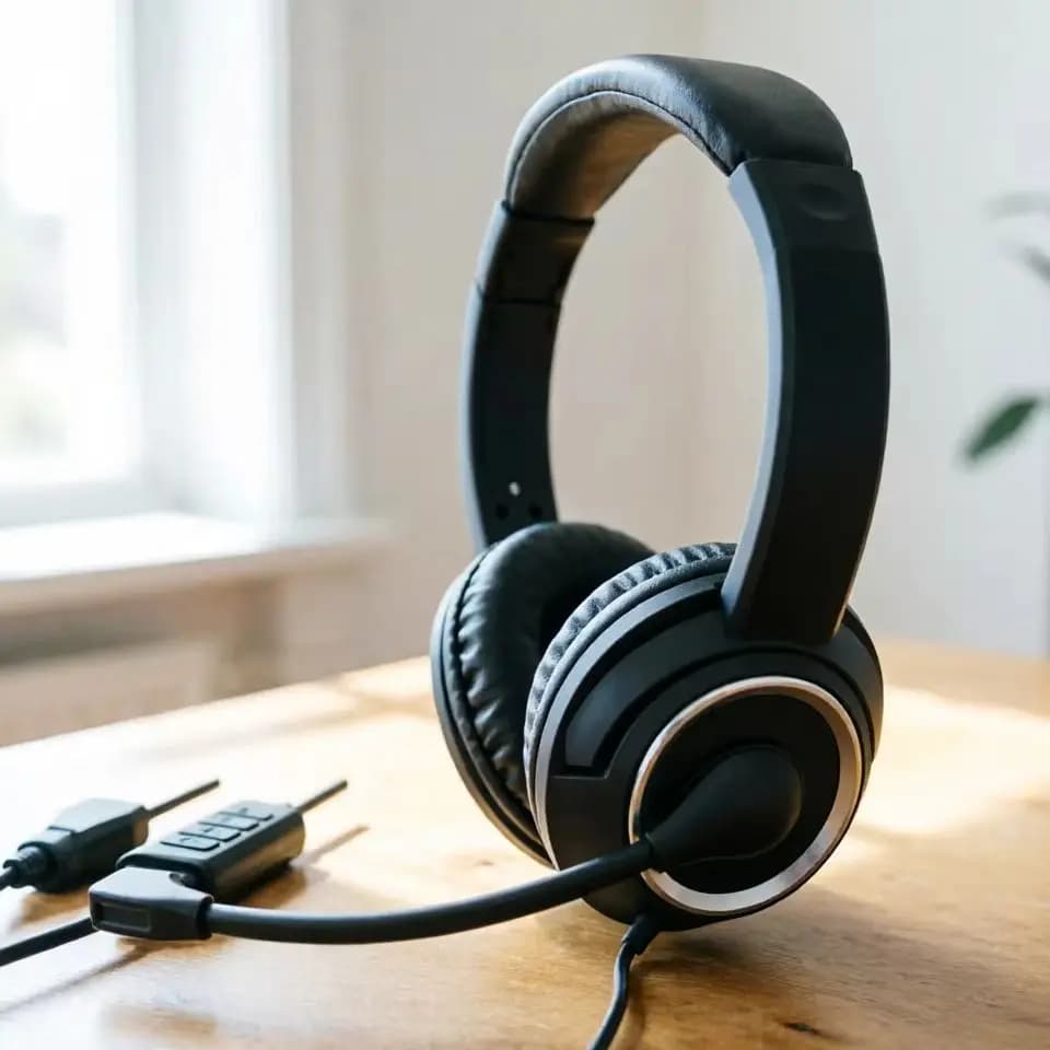 Cuffie USB Cablate con Microfono per Ufficio, Cuffie da 3,5mm con Cancellazione del Rumore per Gaming Over-Ear