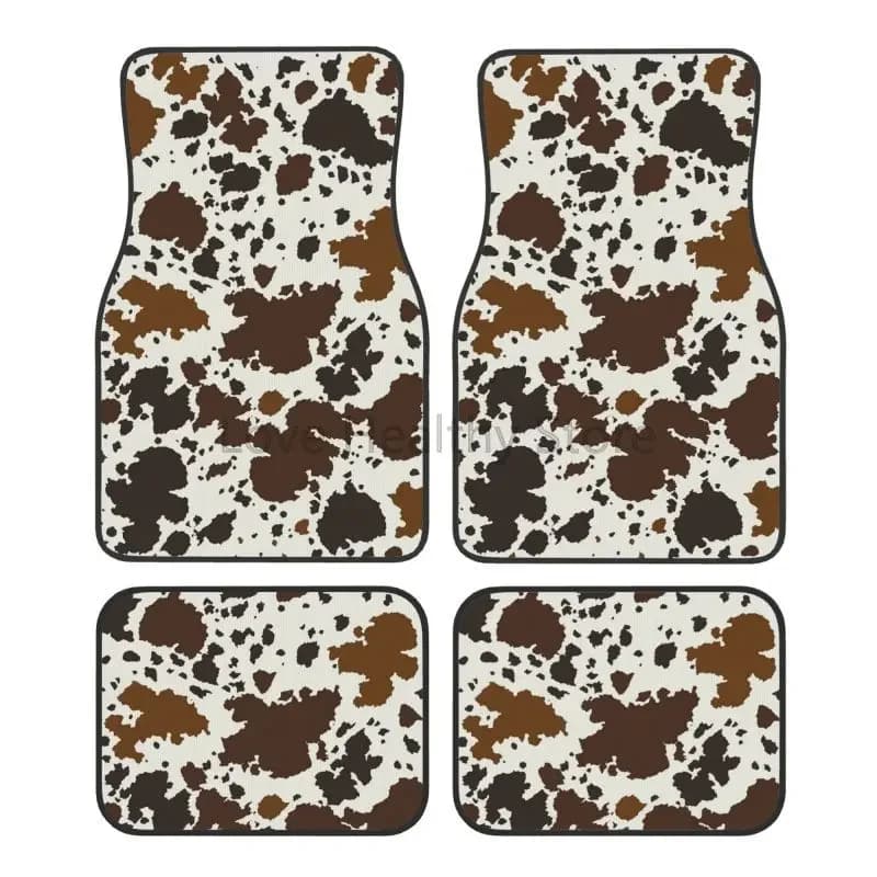 Tappetini per auto con stampa mucca da 4 pezzi Tappetini universali astratti per SUV Berlina Tappetini per auto anteriori posteriori Tappeti Accessori auto Decor