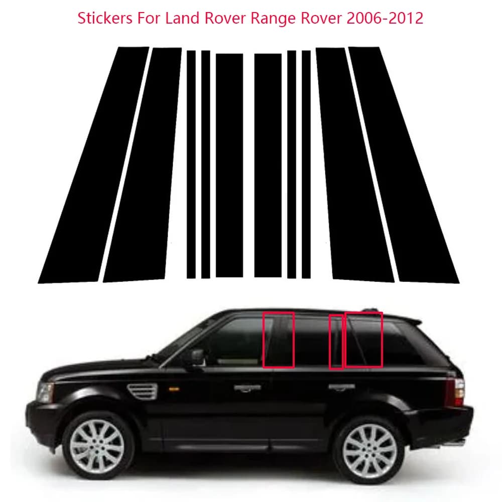 10 pezzi adesivi lucido nero lucido pilastro Post per Land Rover Range Rover 2006-2012 copertura del rivestimento della finestra BC colonna accessori per auto