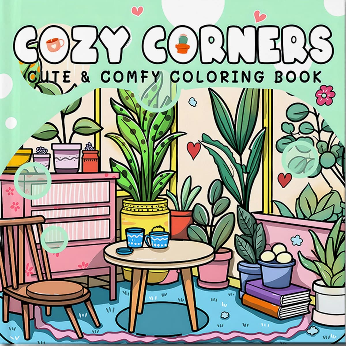 Cozy Corner Cute Cozy Themed Coloring Book Relaxing Fun Line Drawing Art Book Ideal Gift for Birthday for Adults & Teens
