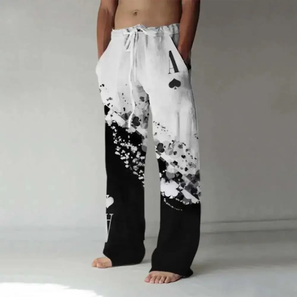 Men's Stars And Stripes Printed Straight Wide Leg Pants, Hipster Fashion Streetwear Jogger Sweatpants For Patriotic Casual Style