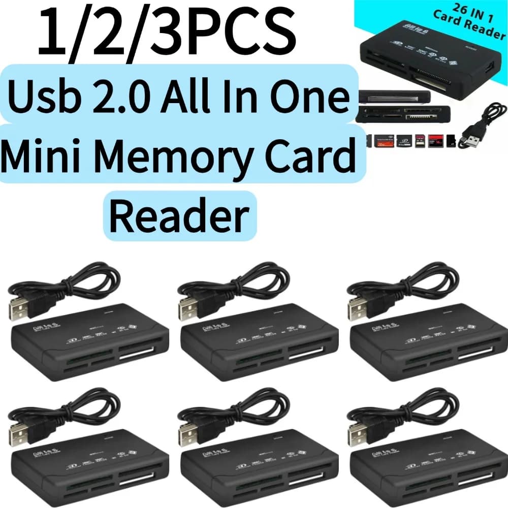 1/2/3PCS Lettore di schede di memoria mini USB 2.0 tutto in uno, lettore di schede multifunzionale, 480mbps, Tf, M2, Xd, Cf, Micro Sd