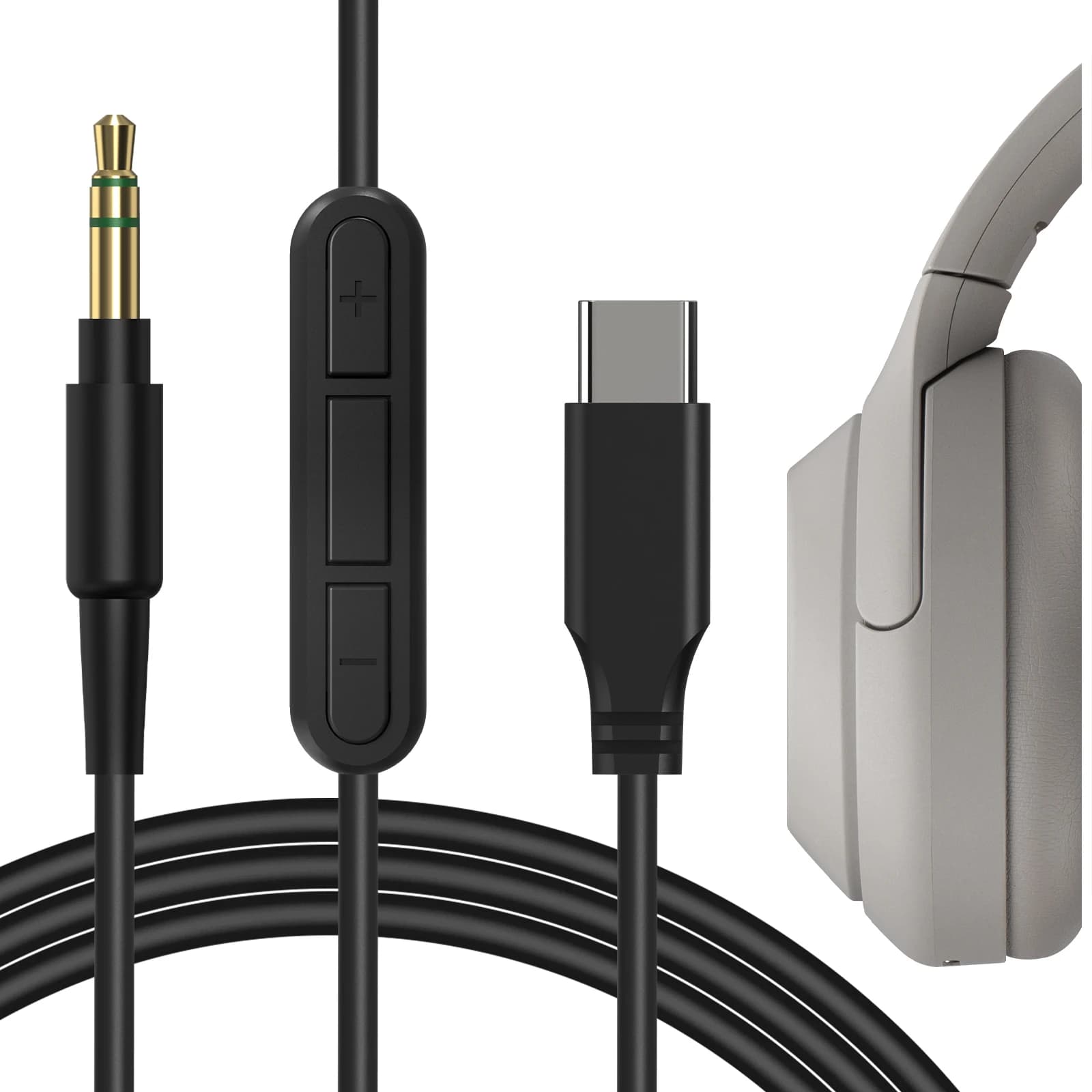 Cavo audio digitale Geekria USB-C con microfono compatibile con il cavo Sony WH-1000XM4 1000XM3, cavo audio Aux di tipo C (4FT/1,2M)