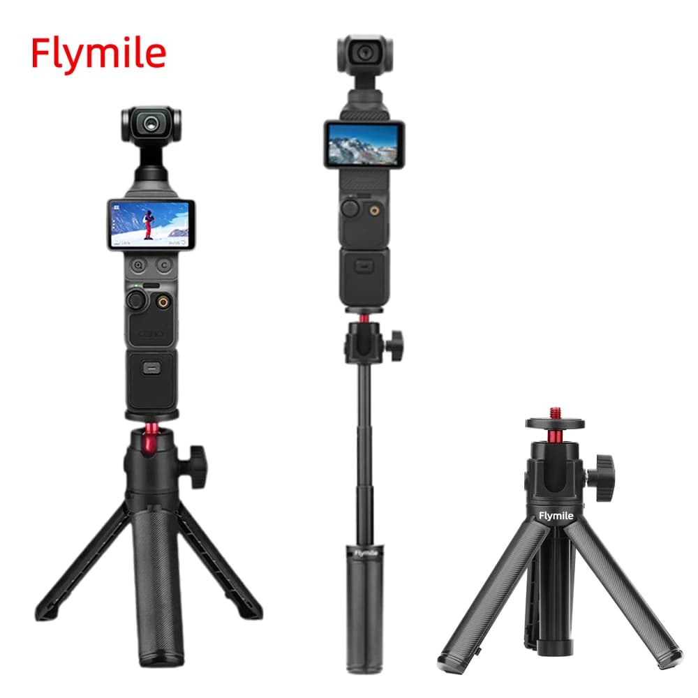 Treppiede Flymile Selfie Stick per DJI Action 6/Action 5 Pro/Insta360 Ace Pro 2/GoPro Fotocamera Allungabile Selfie Vlog Accessori
