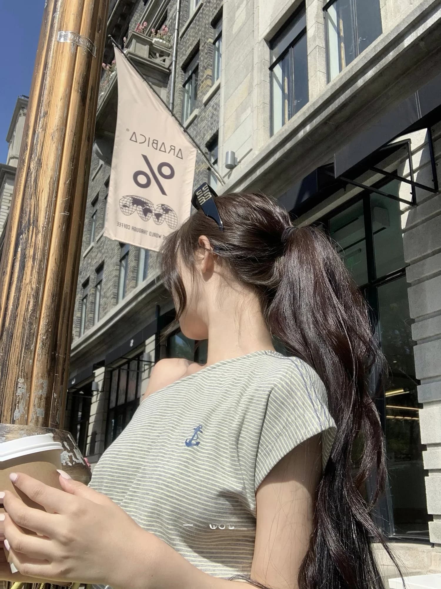 Wuuus Nautical Print Off-Shoulder Short Sleeve Women's T-Shirt Loose Fit Casual Style Standard Version Summer Top
