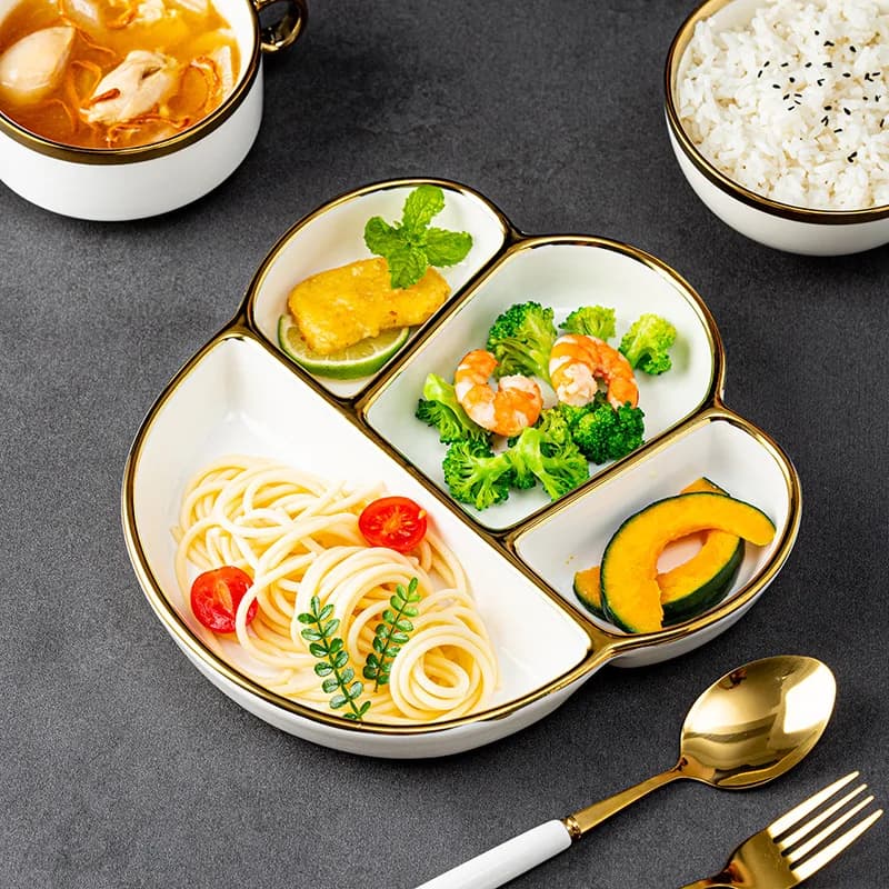 Divided plate, one person's food, divided meal system, confinement plate, divided plate, ceramic girls' weight loss tableware