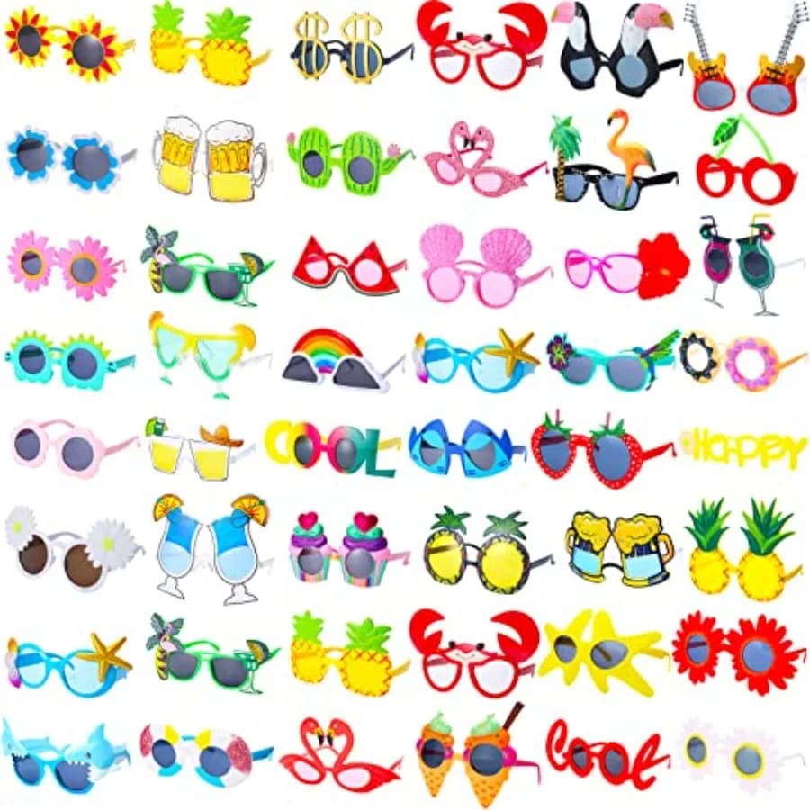 Marsui 48 Paia di Occhiali Divertenti Hawaiani, Occhiali Luau per Adulti, Set per Feste, Accessori per Foto Booth, Gadget per Feste Hawaiane