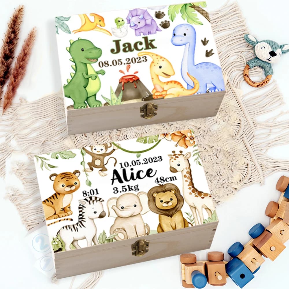 Personalized Baby Wooden Memory Box Newbron Shower Gift Baby Birth Stats Box Custom Infant Keepsake Box Umbilical Cord Box