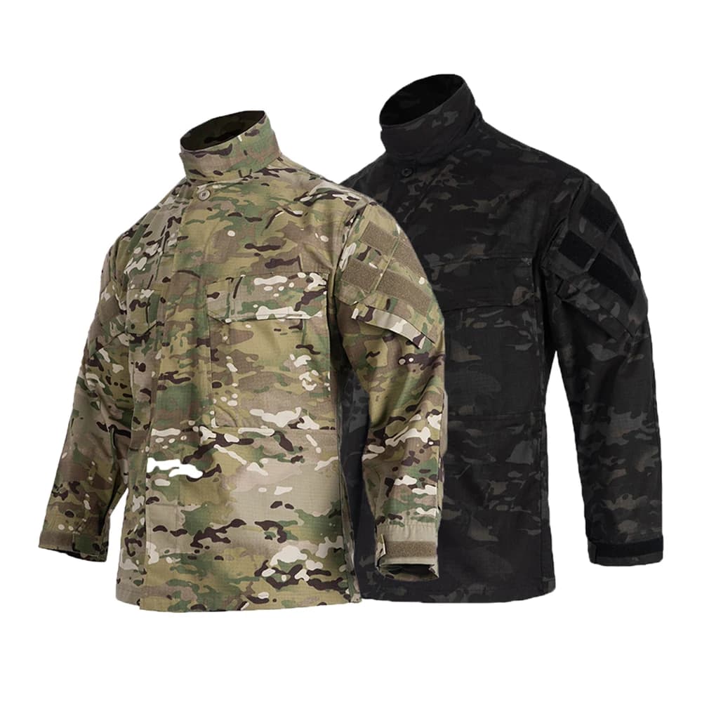 Abbigliamento mimetico da campo da uomo Uniforme da addestramento tattico da combattimento Caccia da campeggio Cappotto giacca a vento a maniche lunghe mimetico