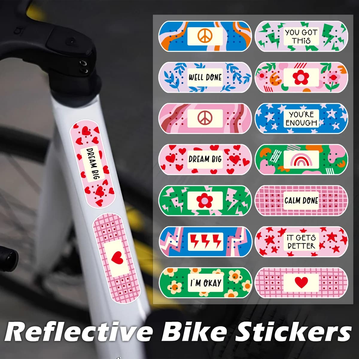 Set of JDM Band-Aid Reflective Stickers Set Decorative Bicycle Electric Bicycle Frame Bicycle Body Road MTB Bicycle Motorcycle