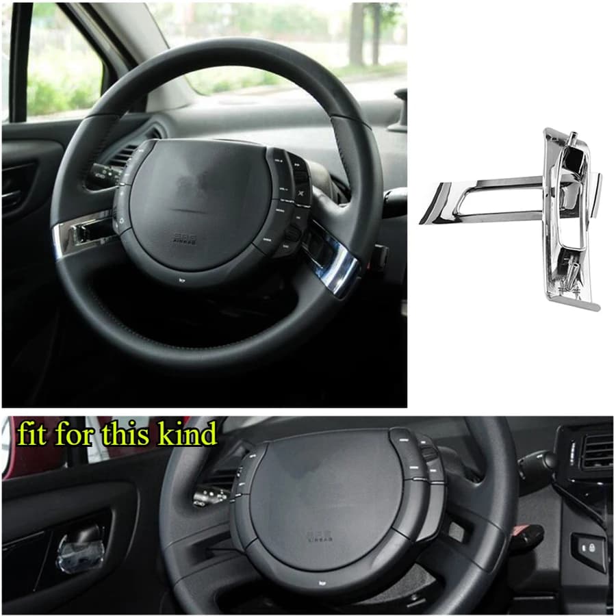 2 pezzi di copertura interna del volante cornice adatta per Citroen C-Quatre 2012 placcatura ABS adesivi decorativi cromati