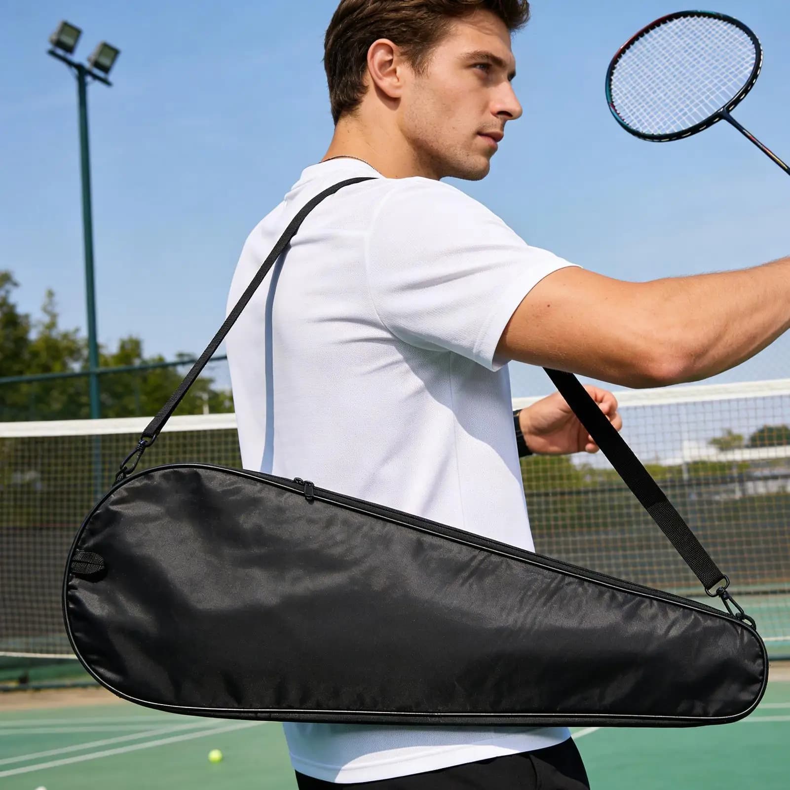 Waterproof tennis bag with shoulder strap, multisport bag for badminton and pickleball, large space to store tools, for men and women