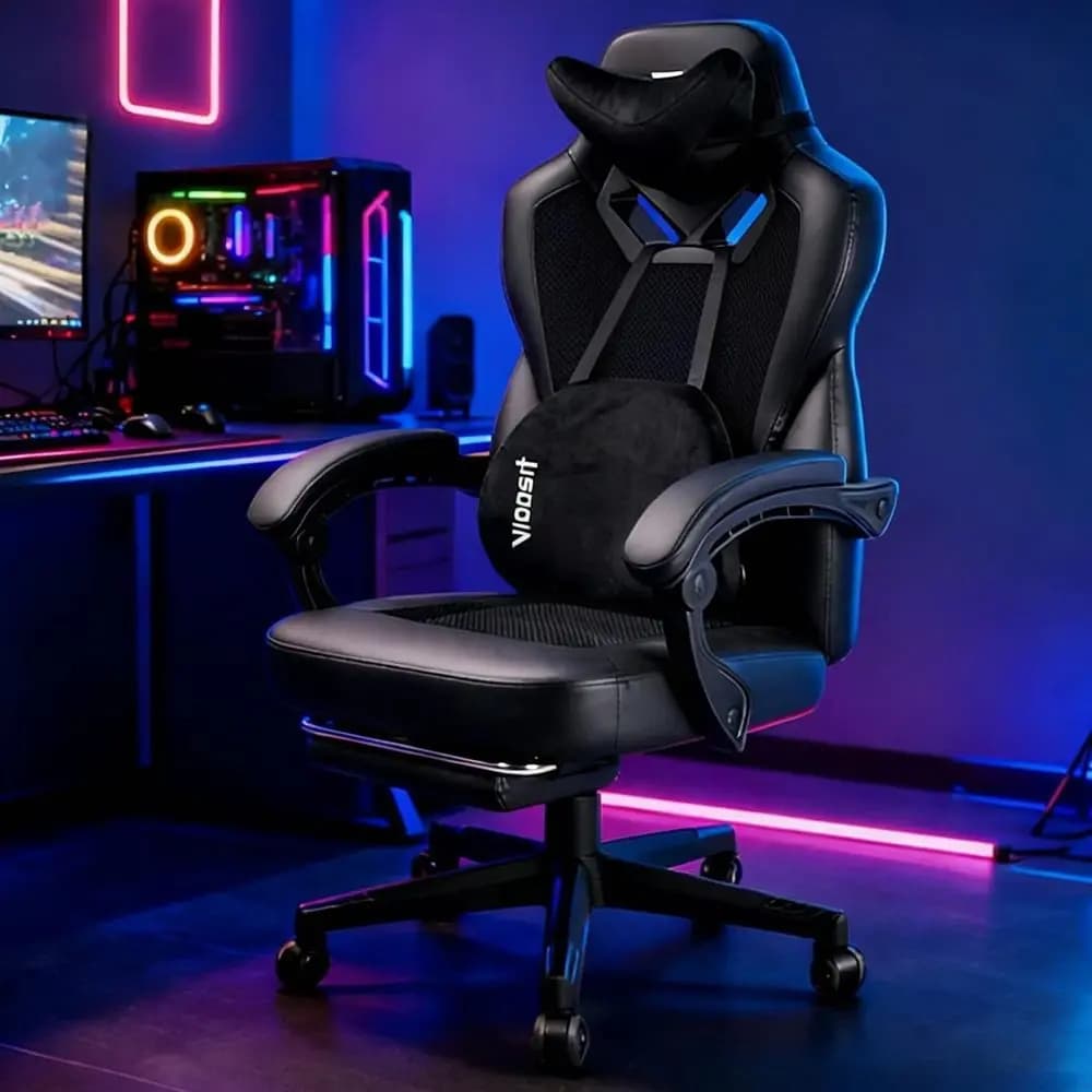 Gaming Chair PRO, Ergonomic Gaming Chairs or Adults Heavy People, Massage Reclining Oice Desk Computer Chair with ootrest and Lu