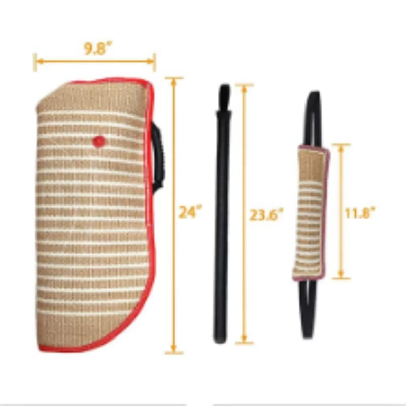 Set di attrezzature per l'addestramento del cane, comprese protezioni per le braccia, cuscini, bastoncini per l'addestramento, attrezzature professionali per l'addestramento del cane