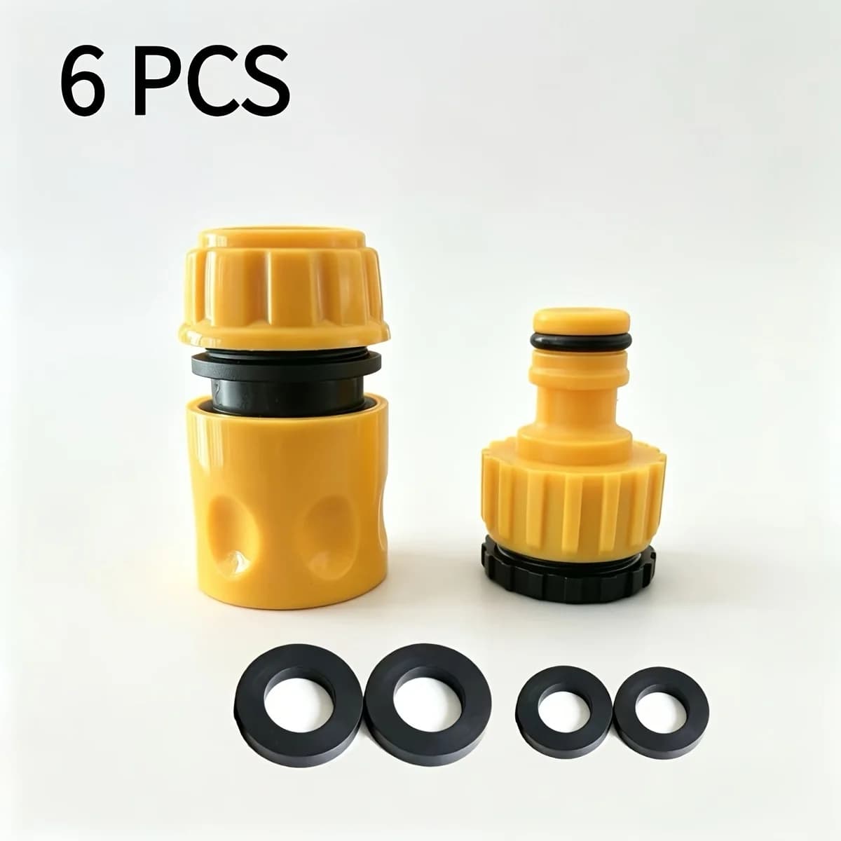6pcs Garden Hose Quick Connect Fitting Set Male Thread Tap Connector with Rubber Gaskets for Lawn Irrigation Car Washing