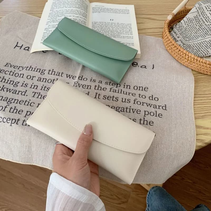 Portafoglio lungo in morbida pelle stile coreano Porta carte di fascia alta di nuova moda Fermasoldi ultrasottile multifunzionale