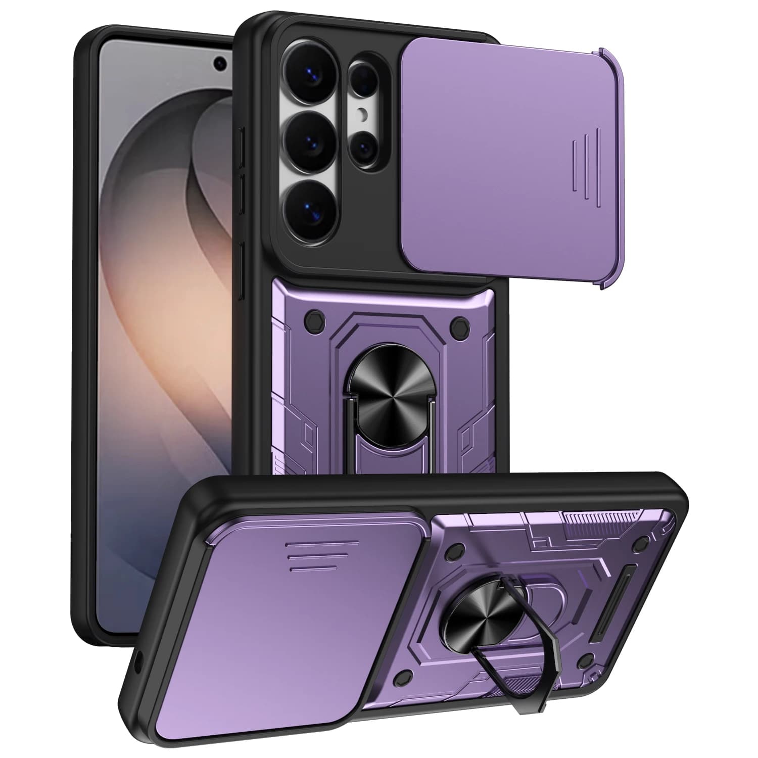 360 ° Custodia per telefono con anello magnetico rotante per Samsung S26 Ultra A17 A27 A57 A37, impugnatura confortevole, protezione fotocamera, cover sottile