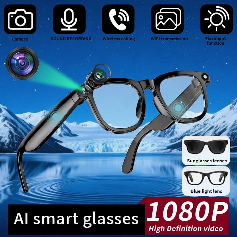 LIGE New Smart Glasses AI 800W Pixel Camera Glasses ChatGPT Translation Voice Control Call Bluetooth Sports Smart Sunglasses Man