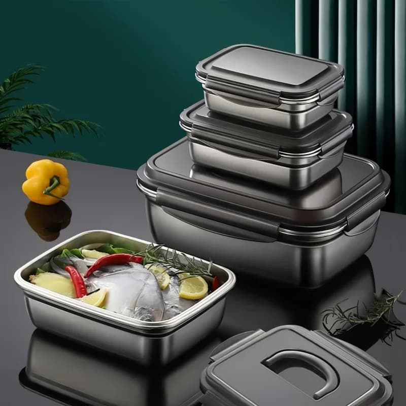 Nuovo contenitore per alimenti ermetico in acciaio inossidabile 304 Contenitore per alimenti ermetico con coperchio Lunch Bento Food Box Strumento da campeggio per picnic all'aperto