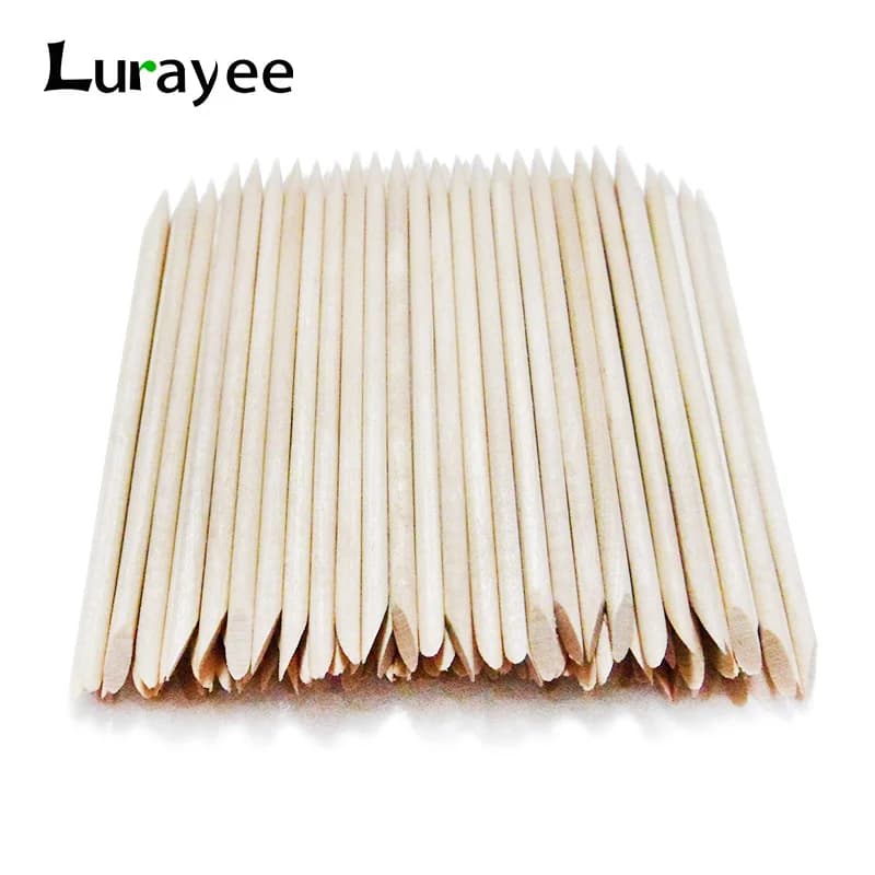 Lurayee Spingipelle per cuticole per unghie Bastoncini di legno arancioni Rimozione manicure per unghie Design in legno Smalto per unghie in gel Stick da disegno per Nail Art