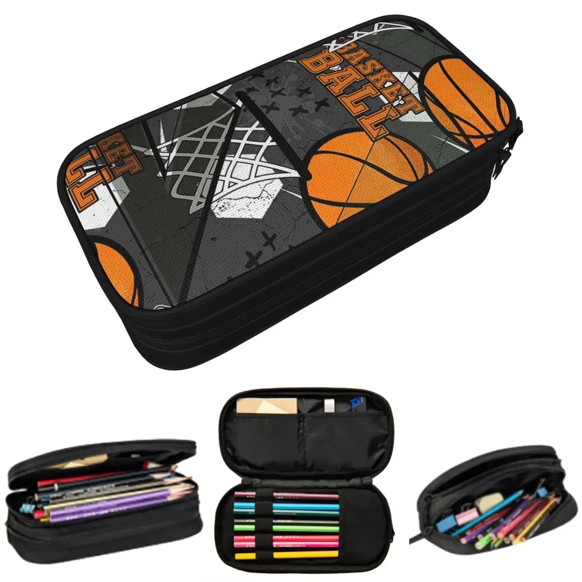 Astuccio sportivo a tema basket per studenti, regali, scatola per penne, borsa per matite, articoli di cancelleria, borsa porta penne