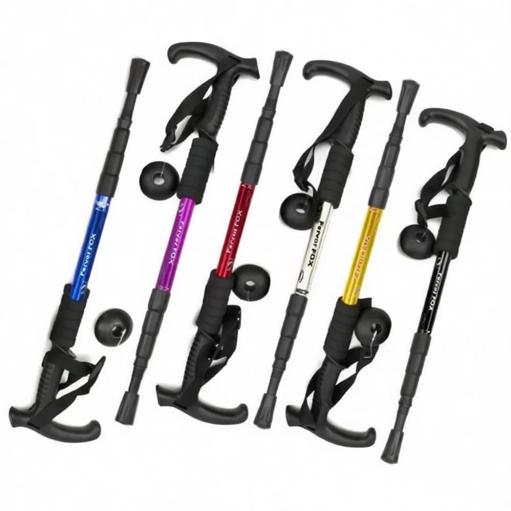 Sturdy Aluminum Hiking Pole Telescopic Walking Cane Lightweight Climbing Stick Portable Outdoor Trekking Staff Tool