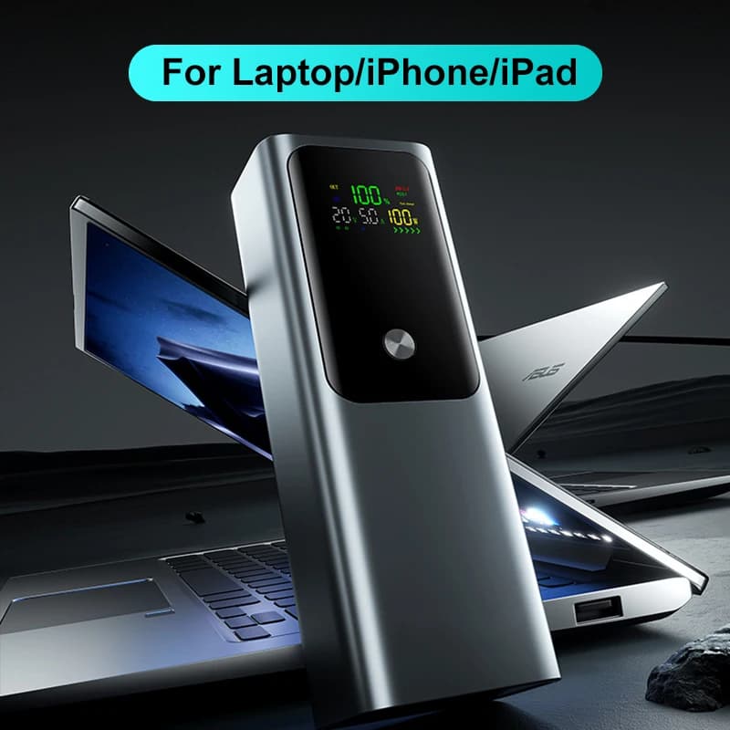 Portable Charger 100W Bidirectional Fast Charging 20000mAh Power Bank IPS Digital Display 3 Ports for Laptop Tablet Phone