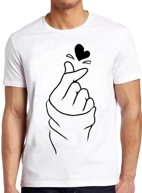 Maglietta regalo drammatico Kpop Kdrama con cuore coreano, amore, musica, cuore, dito, M939