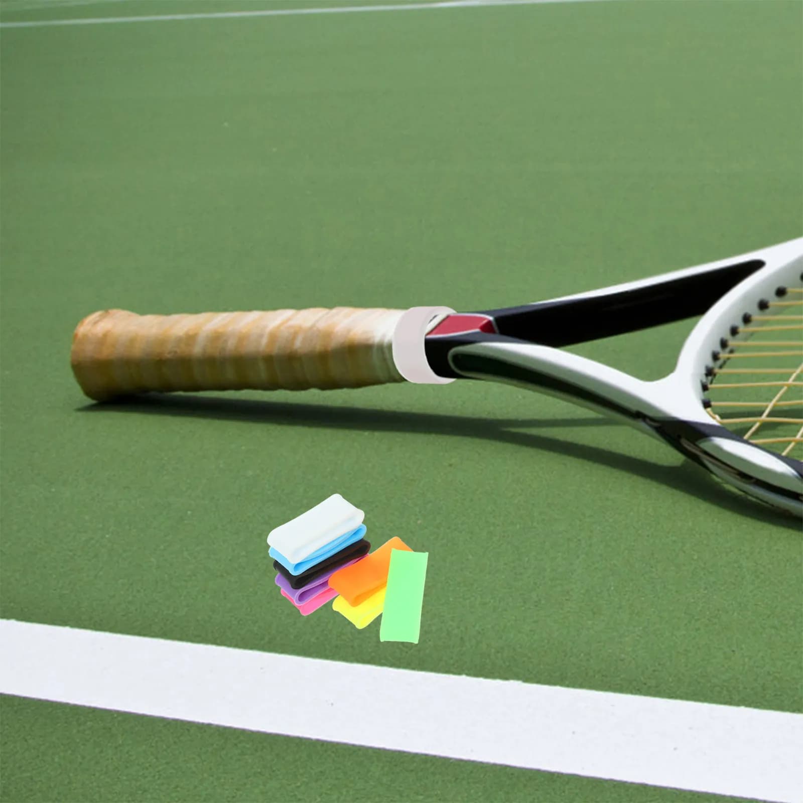 16 Protective Grid Parts in Silicone Resistant to Use for Rackets Grips, Convenient Elastic Protections for Tennis and Badminton Rack Holders