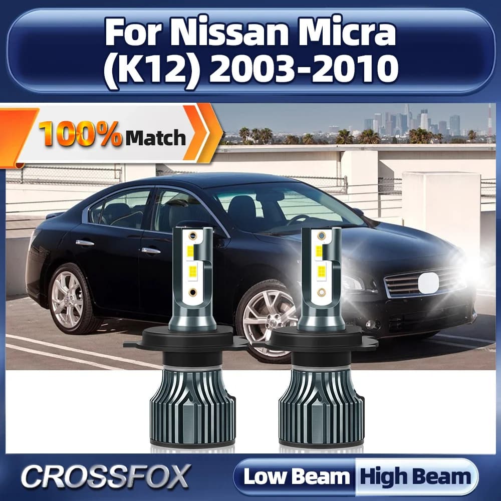 Lampadine per fari Auto a LED 12V 6000K lampade Auto bianche 20000LM abbaglianti anabbaglianti per Nissan Micra (K12) 2003-2006 2007 2008 2009