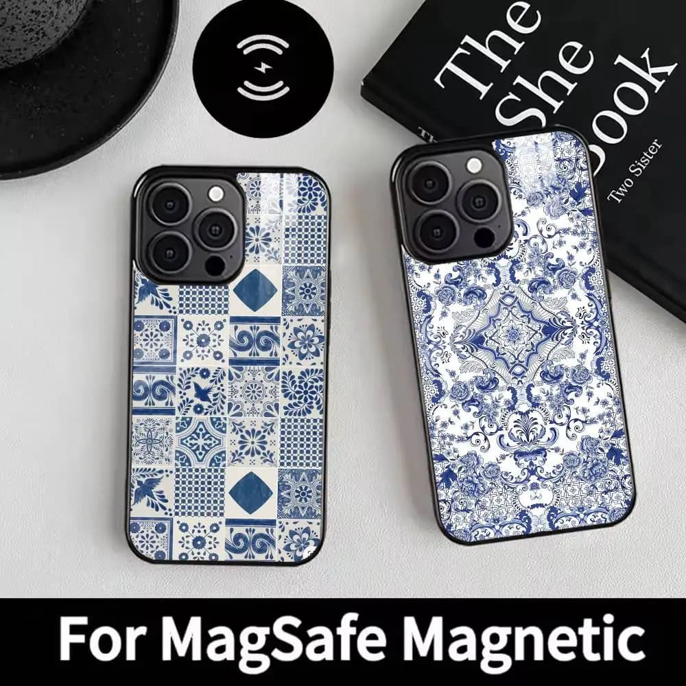 ceramic glazed tile Phone Case For iPhone 17,16,15,14,13,12,Plus,Pro,Max for Magsafe Magnetic Wireless Charging