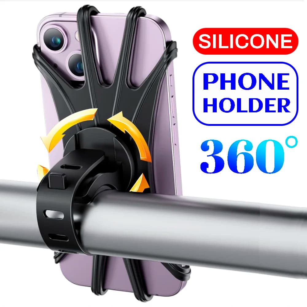 360 Degree Cart Phone Holder for IPhone Gps Bracket Baby Stroller Bicycle Bracket Universal Shockproof Elastic Silicone Bases