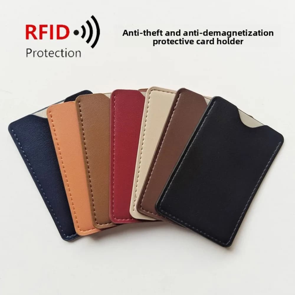 Ultra-Thin PU Leather RFID Card Holder, Anti-Demagnetization Bank Card Protector Sleeve for Wallet Travel Office