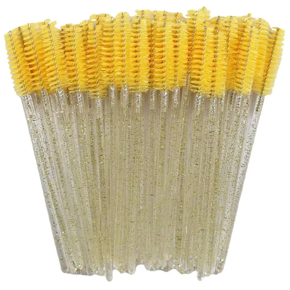 50Pcs Makeup Eyelash Brushes Disposable Crystal Eyebrow brush Diamond Handle Mascara Wand Applicator Lashes Extension Tools